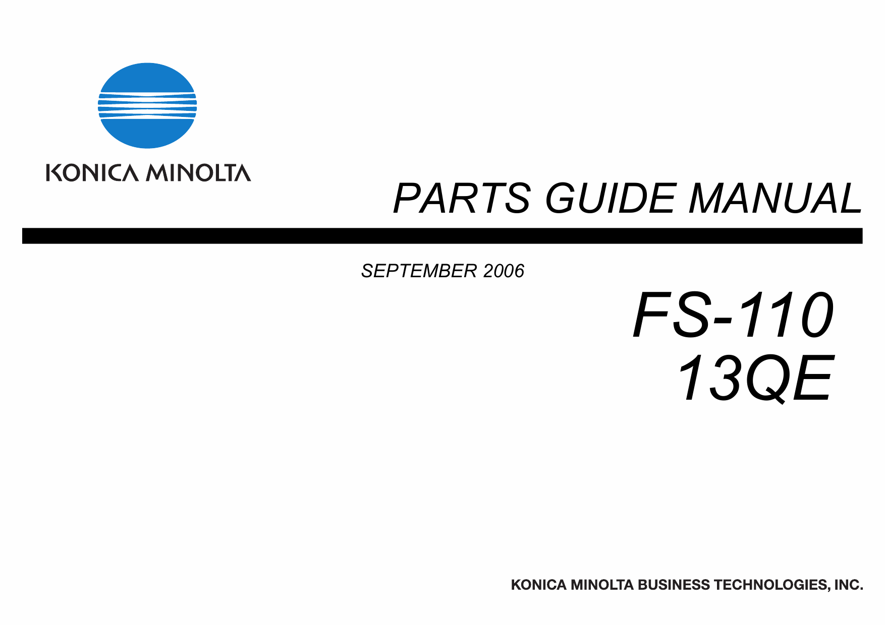 Konica-Minolta Options FS-110 13QE Parts Manual-1